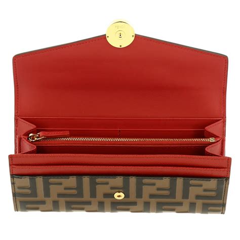 fendi red leather wallet|Fendi wallet for women.